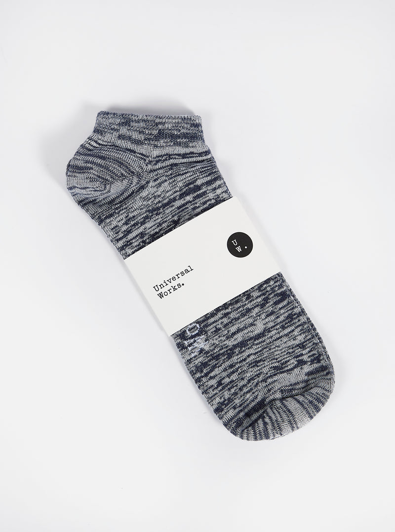 Navy Slub Knit Ankle Slub Sock