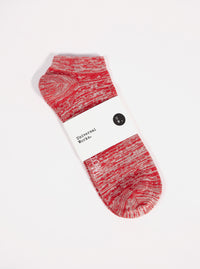 Red Slub Knit Ankle Slub Sock