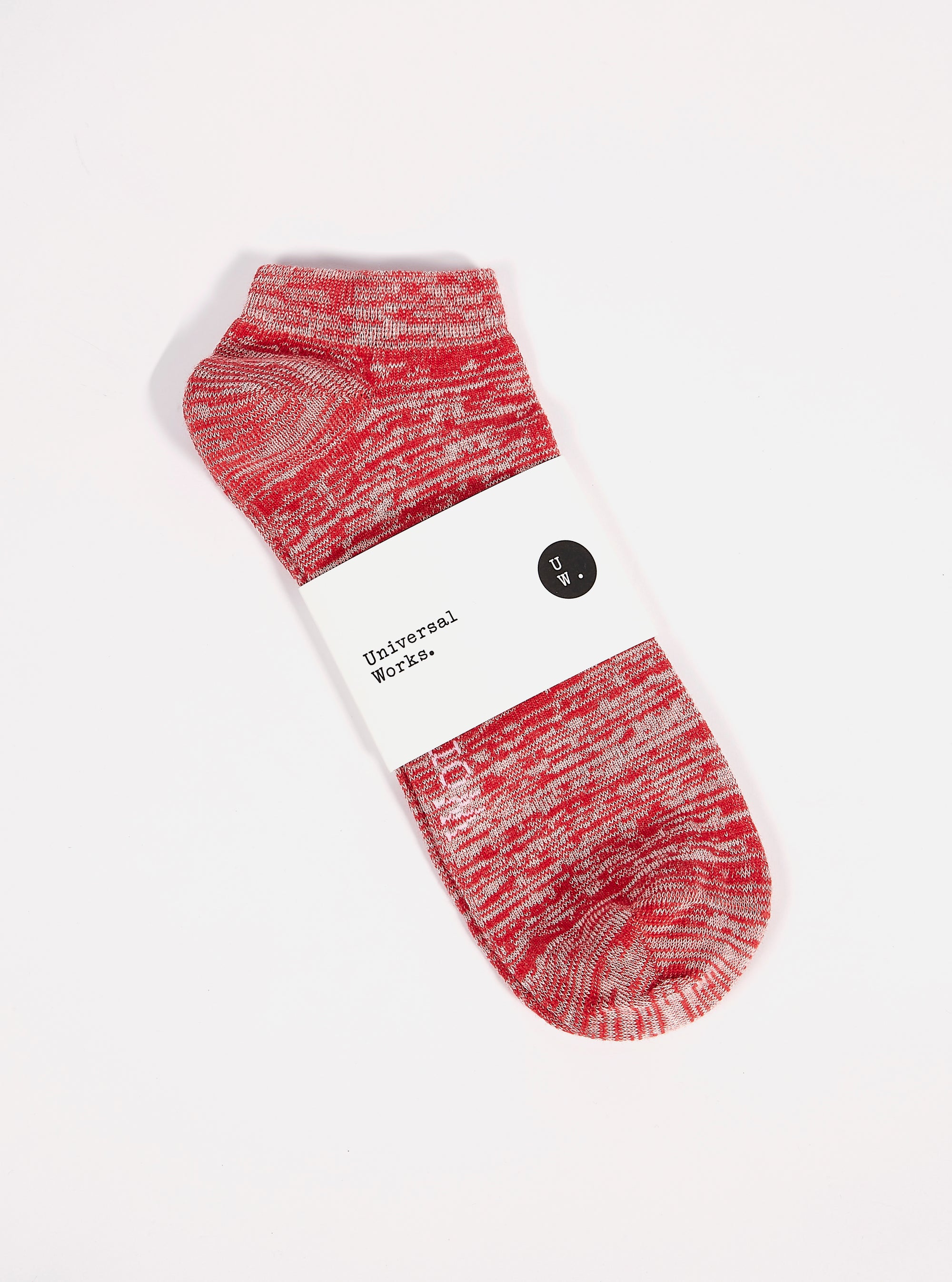Red Slub Knit Ankle Slub Sock