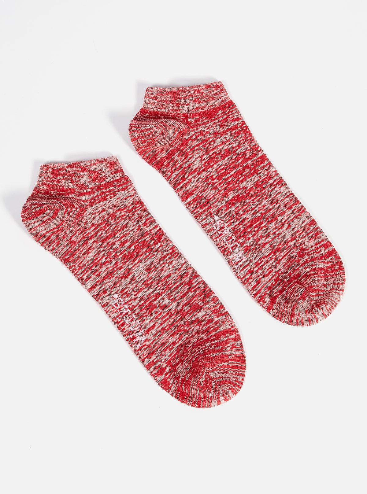 Red Slub Knit Ankle Slub Sock