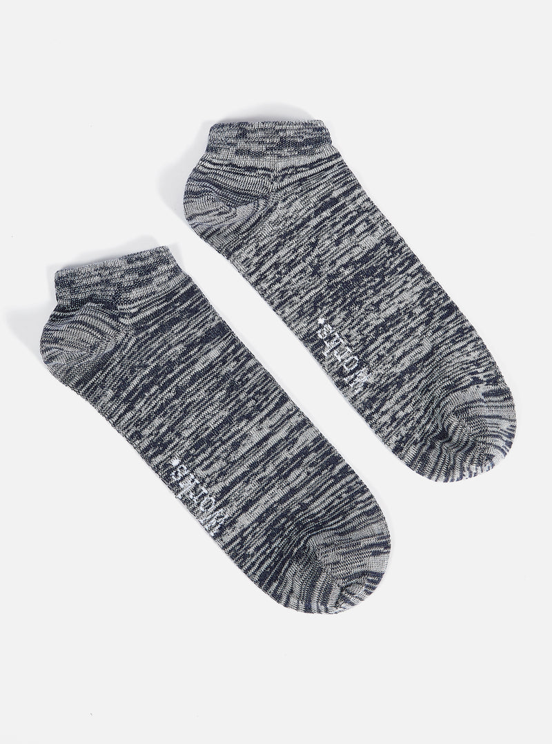 Navy Slub Knit Ankle Slub Sock