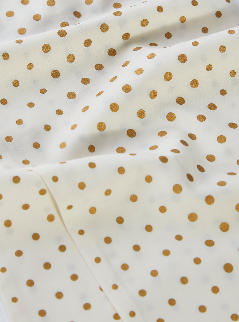 Ecru/Gold Dot Print Short Scarf