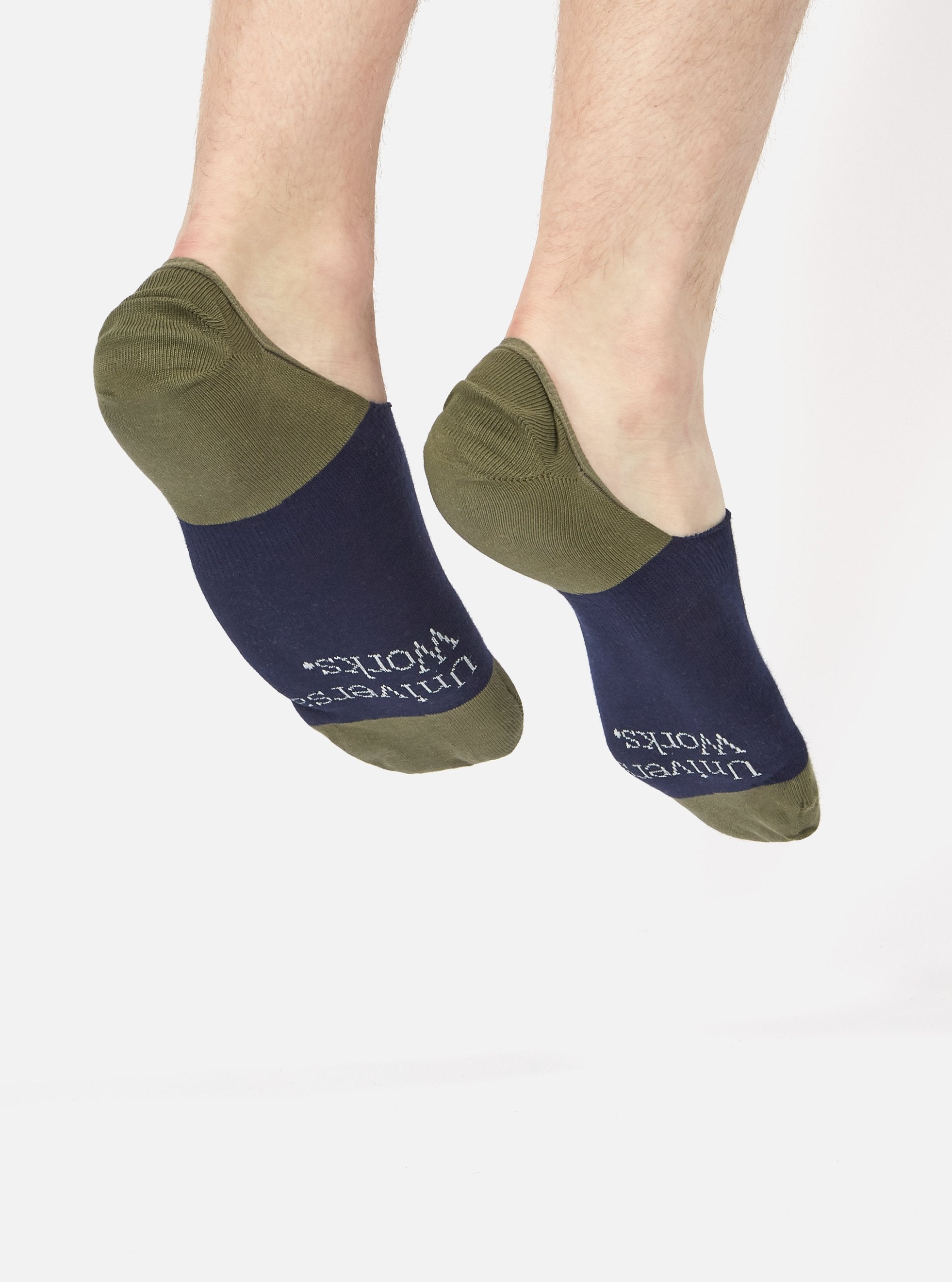 Navy/Olive Cotton Mix Knit No Show Sock