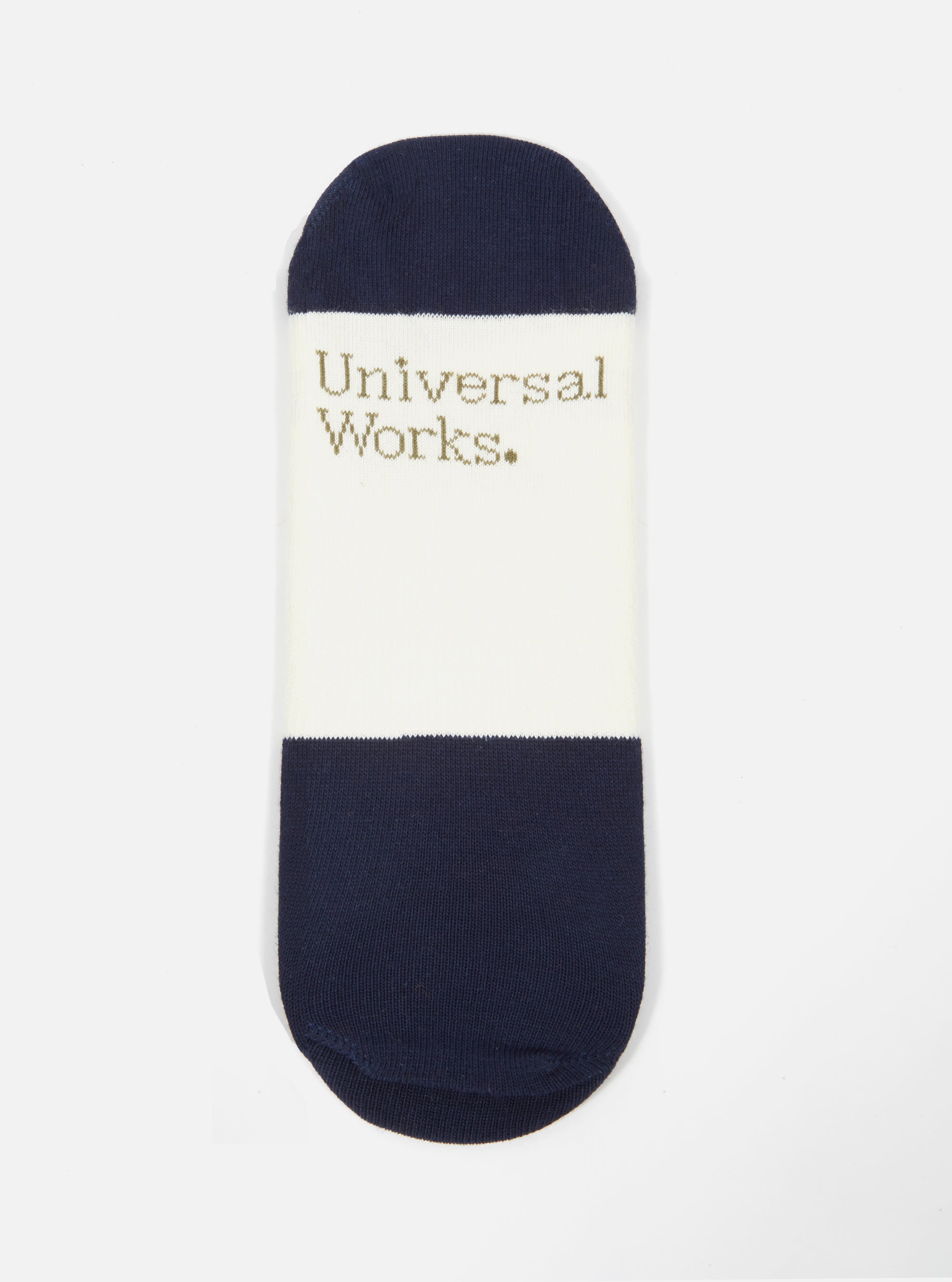 Ecru/Navy Cotton Mix Knit No Show Sock